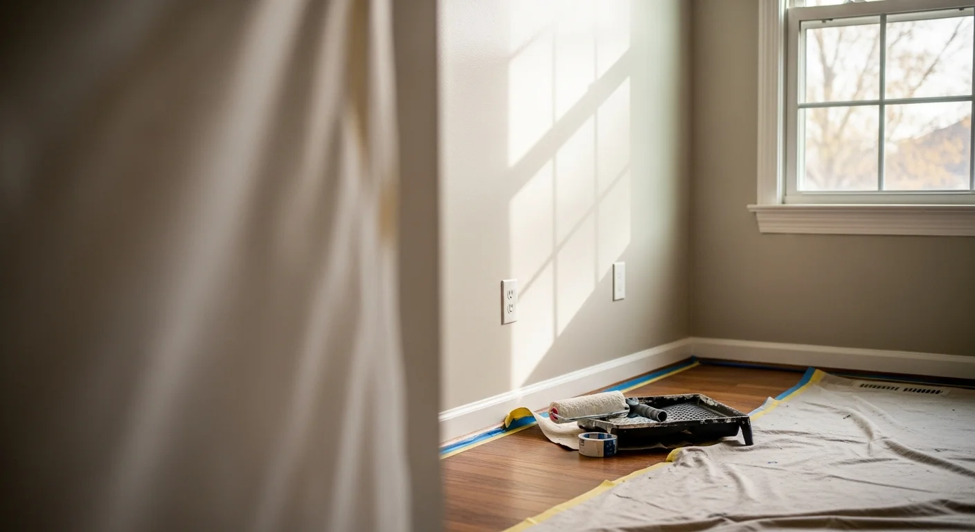 Professional painter applying interior or exterior paint