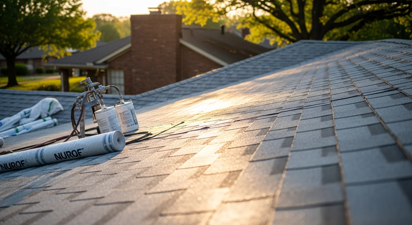 Roofer installing or repairing residential roof