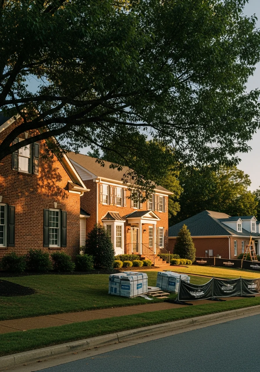 Professional service team working on an Arlington home property.