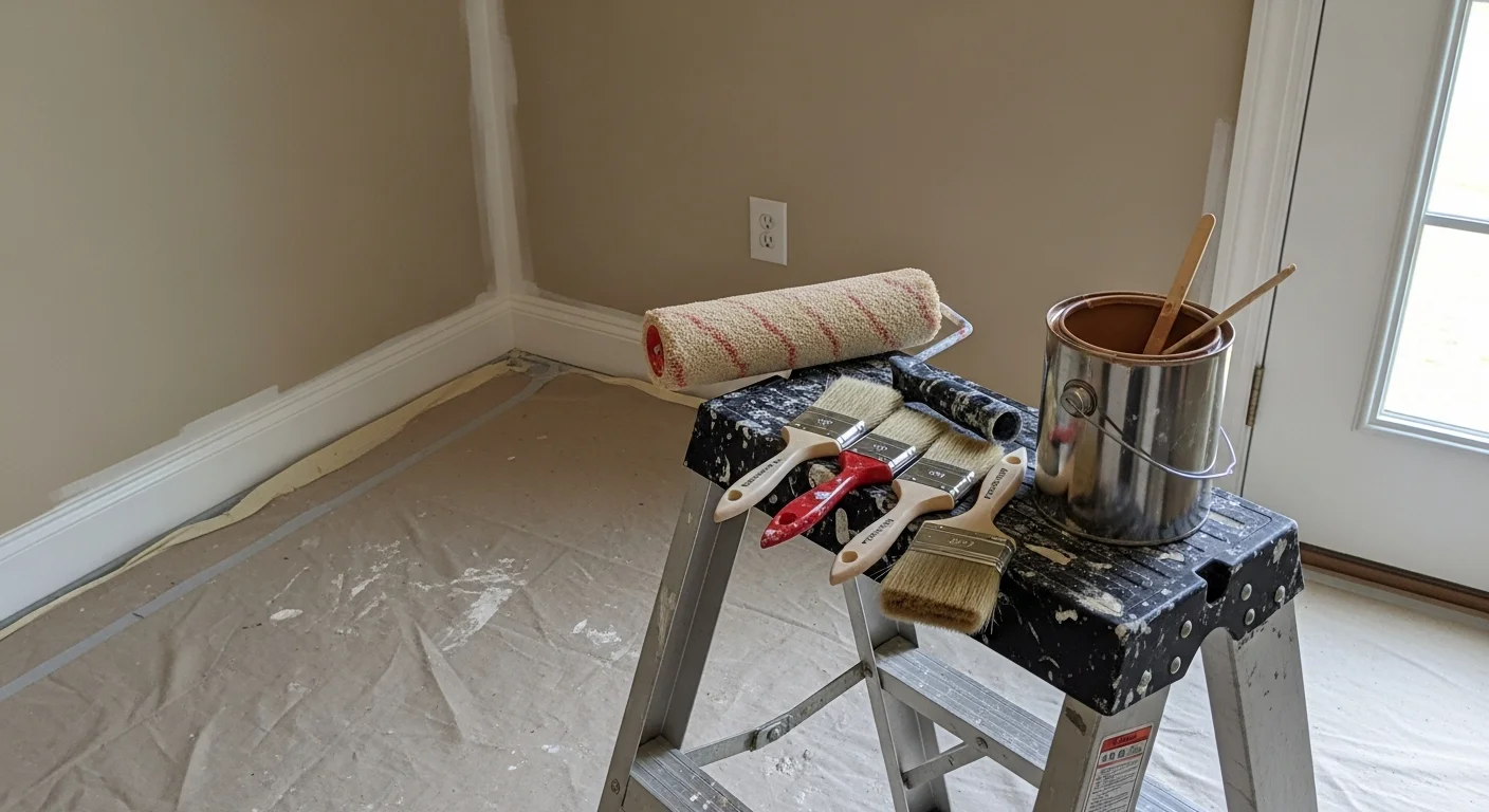 Interior room in a Hernando, MS home showing freshly painted walls, white trim, and clean ceiling lines completed by Liles Construction Group. The finished space reflects even color coverage with no visible brush marks or uneven sheen.